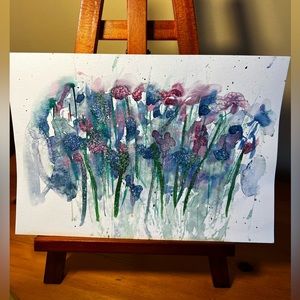 Hand painted watercolour abstract flowers.